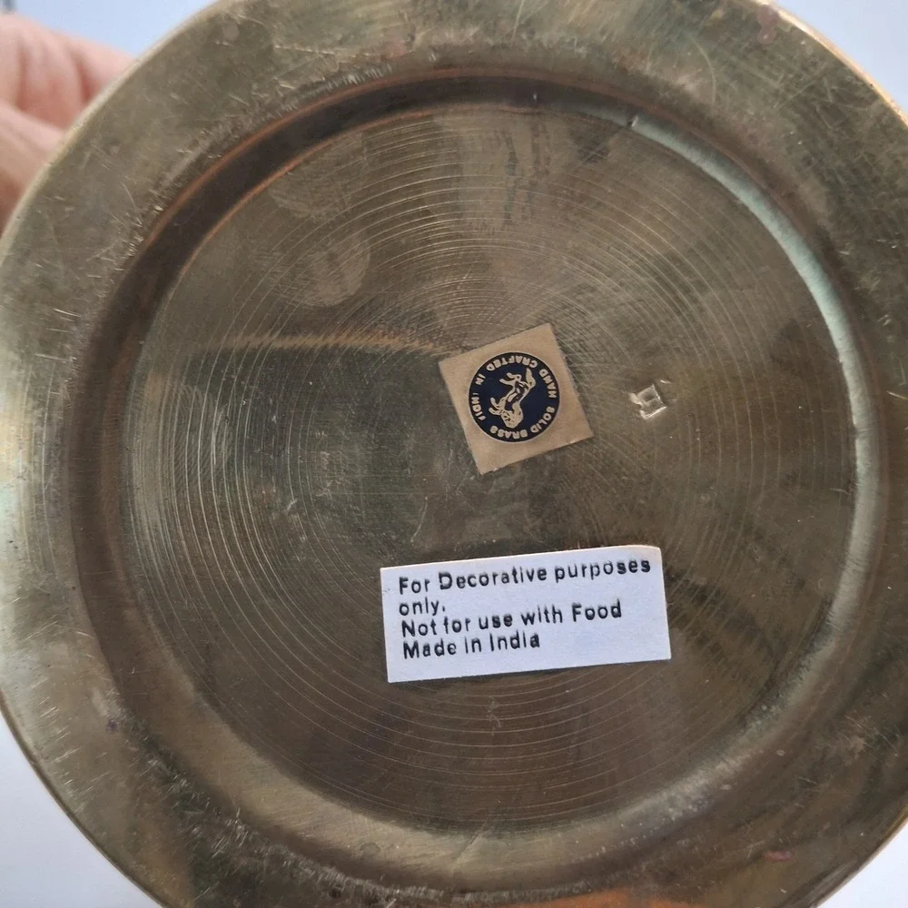 Vintage Hand Crafted Solid Brass Hammered Bowl Planter Pot India Decor 7